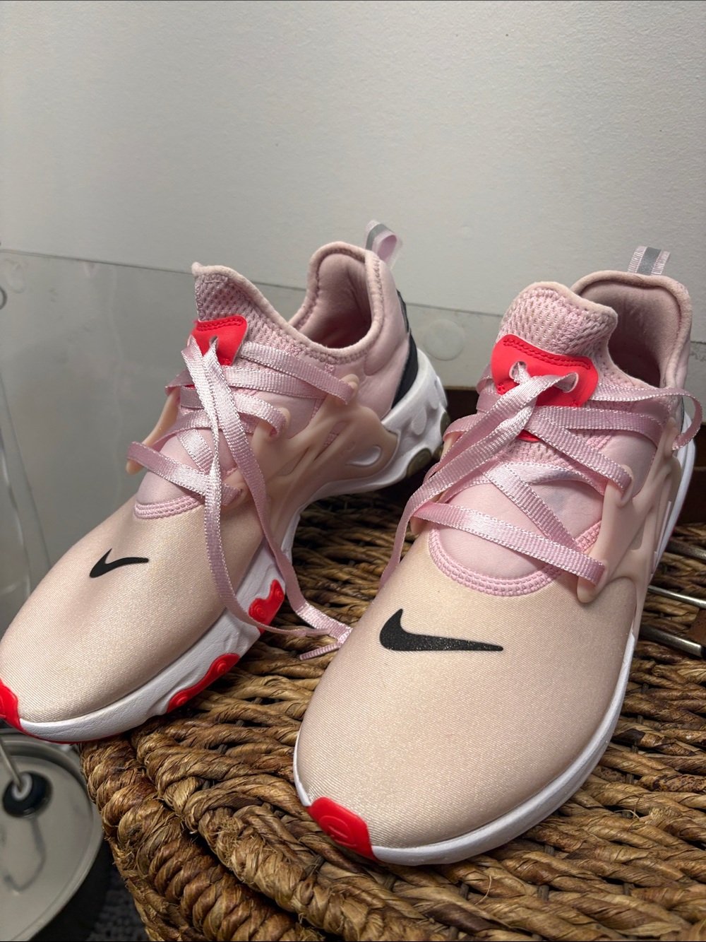 Nike Pink, White and Red React-Style Athletic Sneakers
